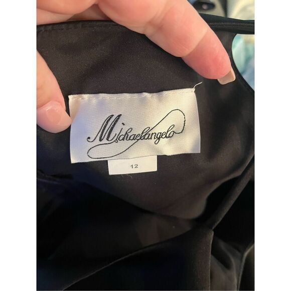 Michelangelo Black Satin Sleeveless Layered Formal Gown Dress sz 12 EUC - Picture 5 of 5